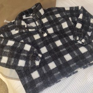 Never worn plaid Sherpa sweatshirt